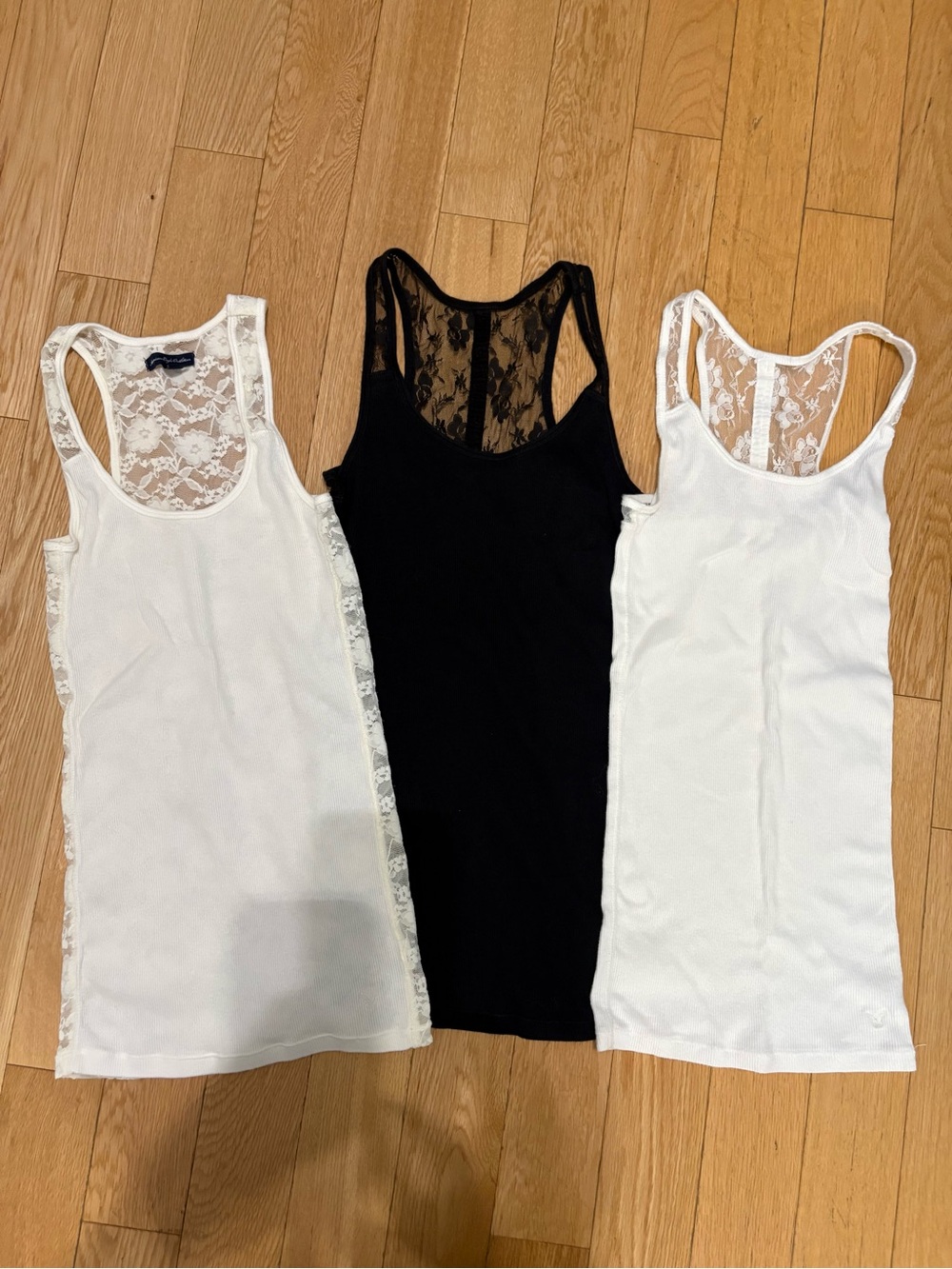 Bundle American Eagle Lace Racerback Ribbed Tank Top Set Size XS Y2K Coquette